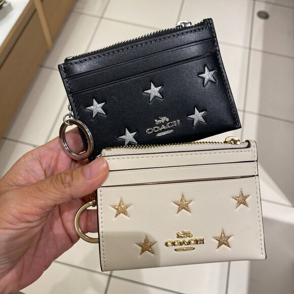 Coach Mini Skinny Id Case With Star Print CW876 Chalk - Picture 6 of 15
